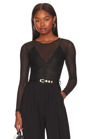 ALLSAINTS Nyla Lace Bodysuit in Black from Revolve.com | Revolve Clothing (Global)