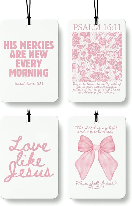 Pink Christian Car Air Freshener 4 Pcs, Girly Pink Bow Floral Religious Hanging Air Freshener for... | Amazon (US)