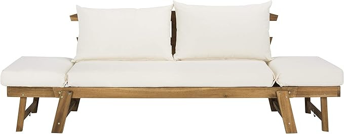 Safavieh PAT6745B Outdoor Collection Tandra Teak Modern Contemporary Daybed Day Bed, Natural/Beig... | Amazon (US)