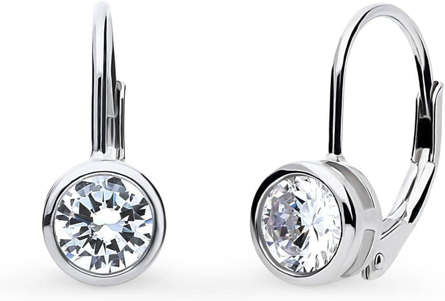 BERRICLE Sterling Silver CZ Solitaire Cubic Zirconia Leverback Drop Dangle Earrings for Women, As... | Amazon (US)