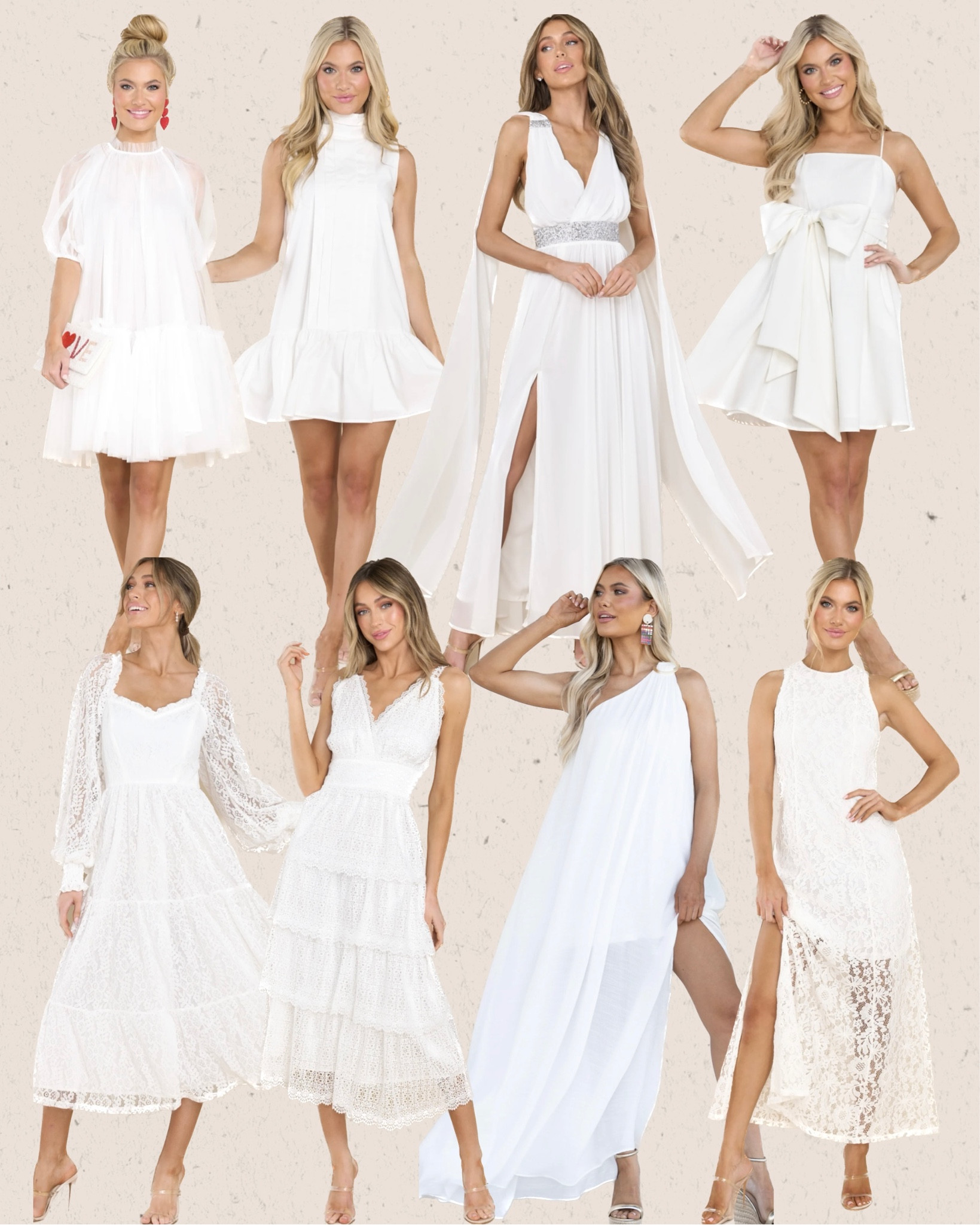 White dresses most under $100. Great for bridal shower engagement party beach vacation rehearsal dinner and more. 

#LTKwedding #LTKunder100 #LTKtravel