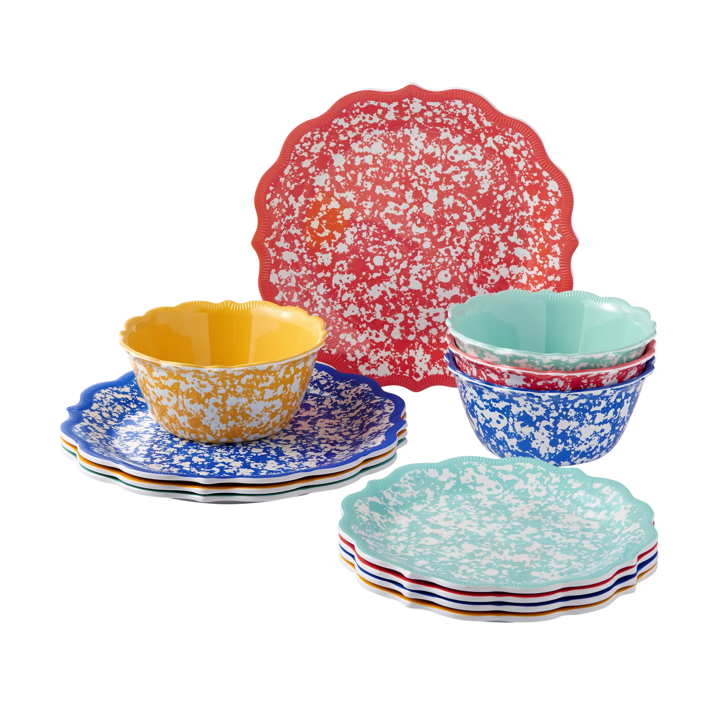 The Pioneer Woman Country Splatter 12-Piece Melamine Dinnerware Set - Walmart.com | Walmart (US)