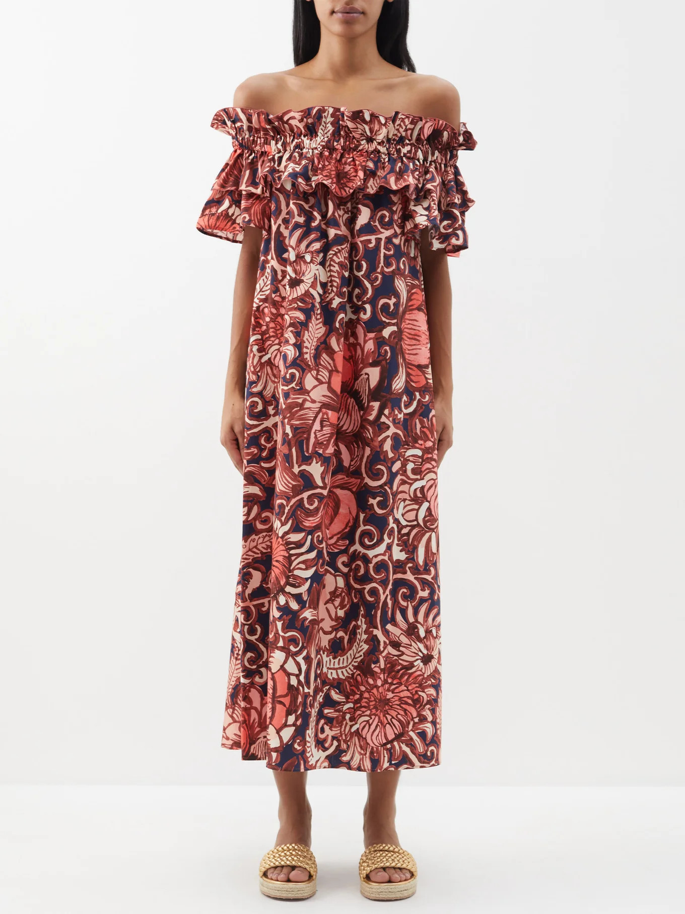 Breakfast off-the-shoulder cotton-poplin dress | Matches (US)