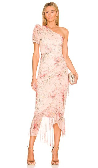 One Shoulder Dress in Sketched Floral Field | Revolve Clothing (Global)