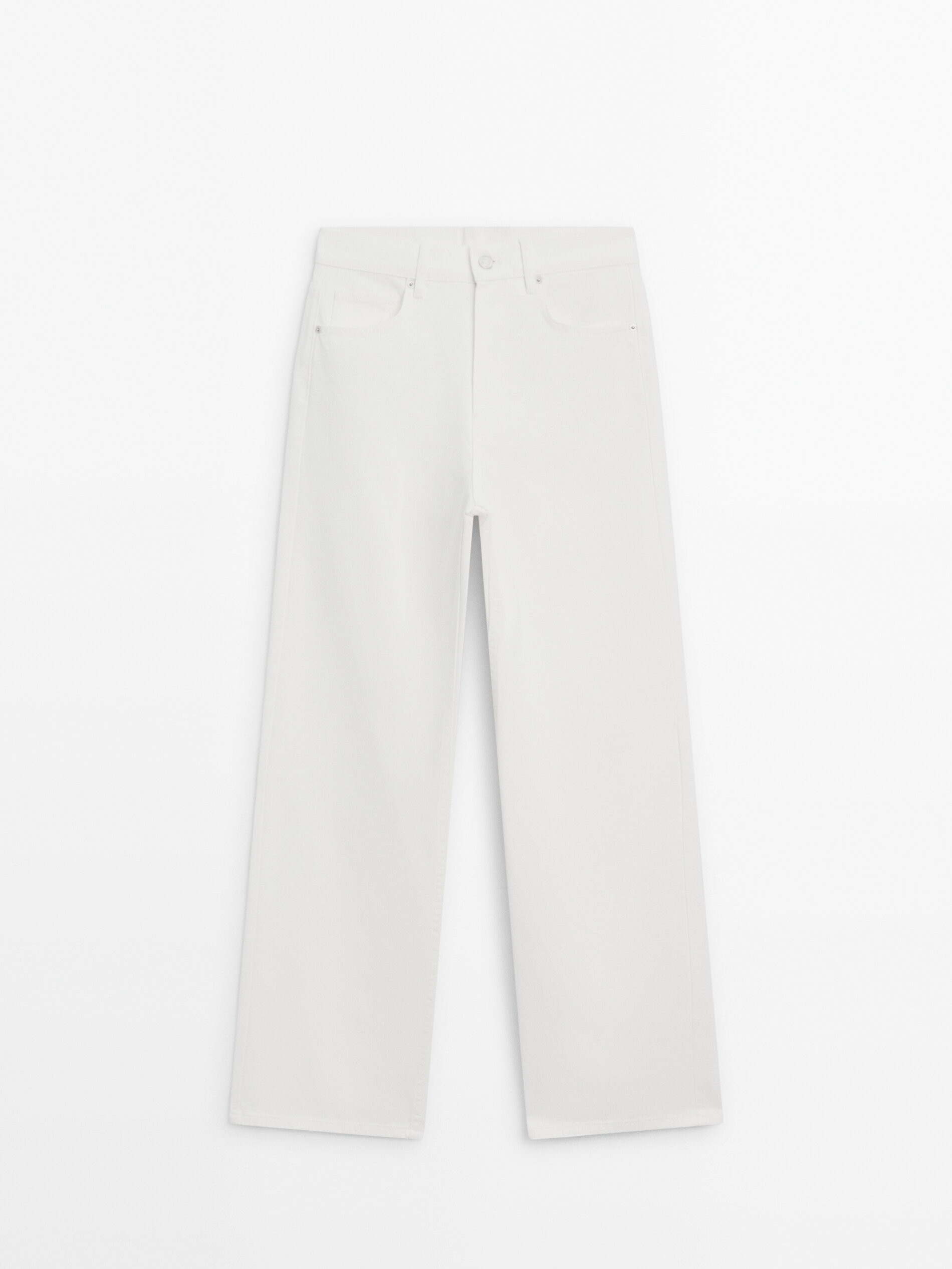 Full length wide-leg high-waist jeans | Massimo Dutti US