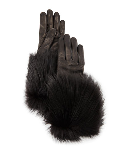 Napa Leather Gloves w/Fur Trim | Bergdorf Goodman