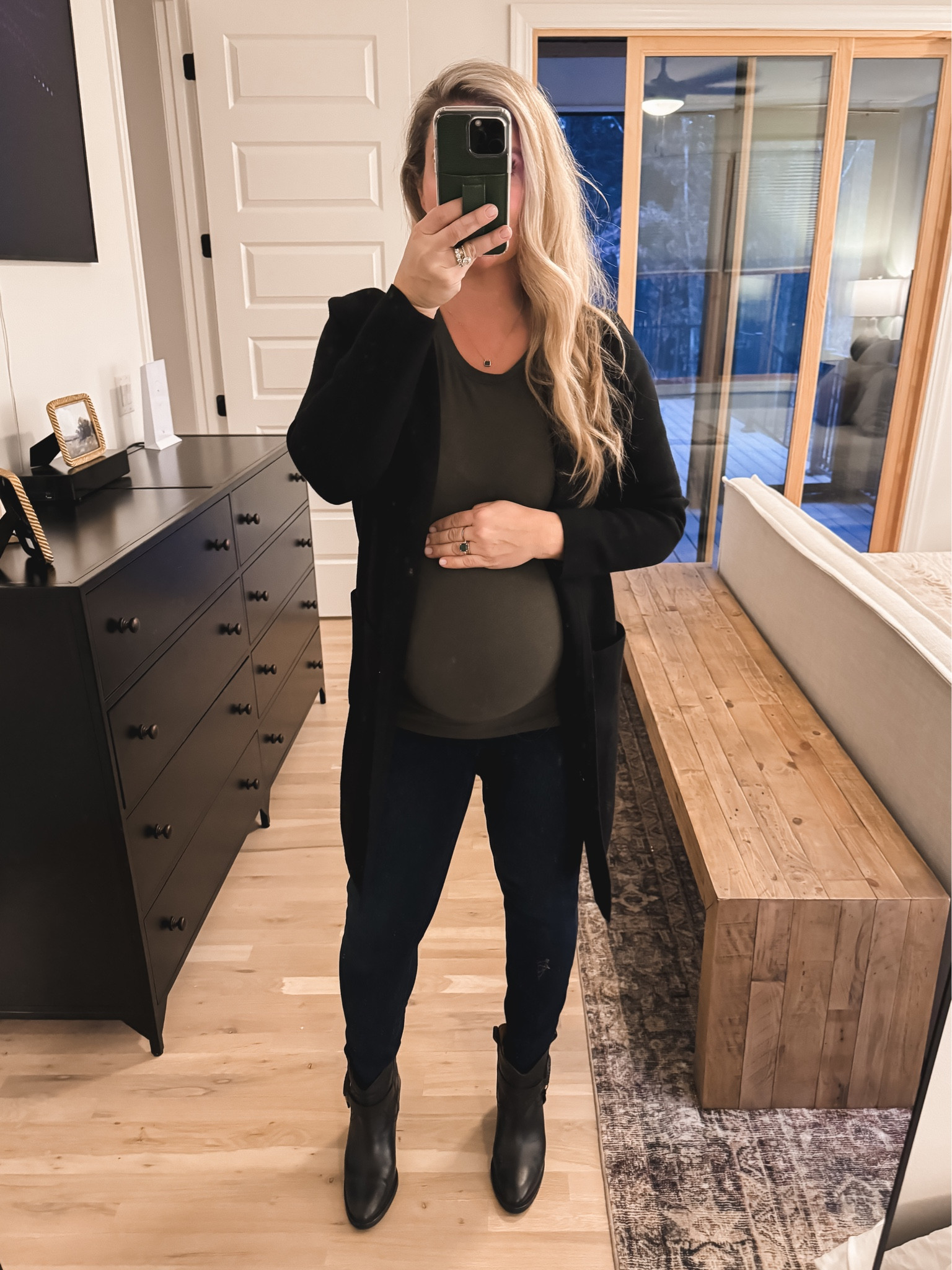 Maternity look for family dinner. I’m in a medium in the jeans and the top is not maternity but still works! 

#LTKbump #LTKfindsunder100