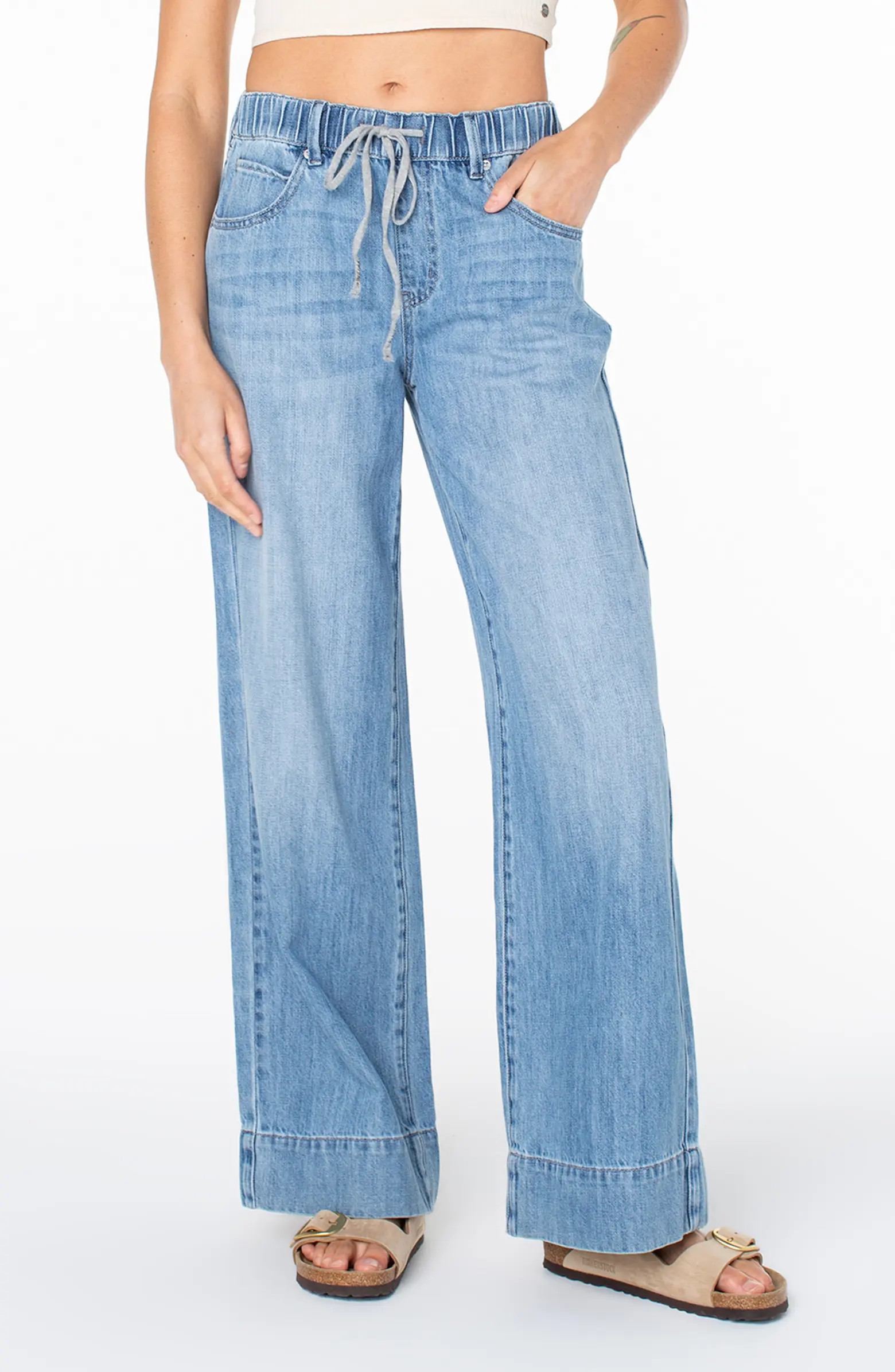 Finley Wide Leg Drawstring Jeans | Nordstrom