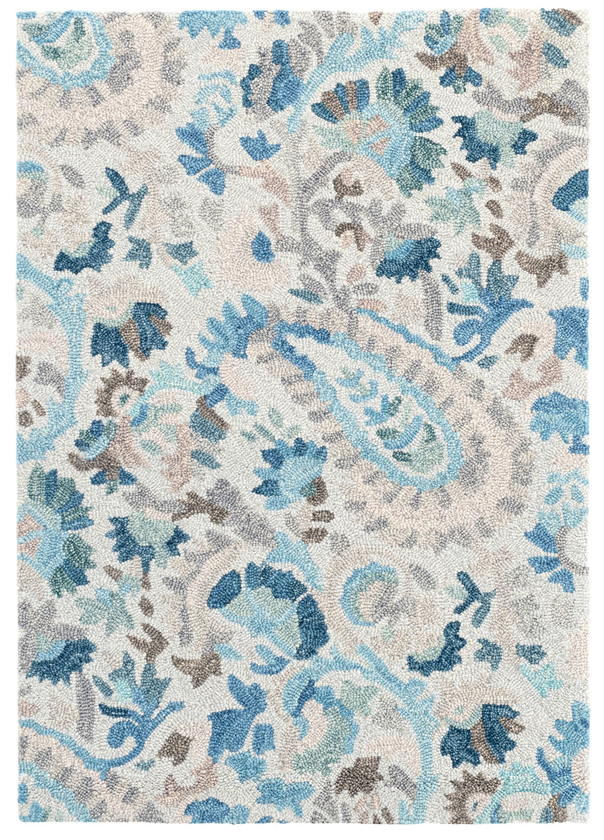 Ines Blue Micro Hooked Wool Rug | Annie Selke