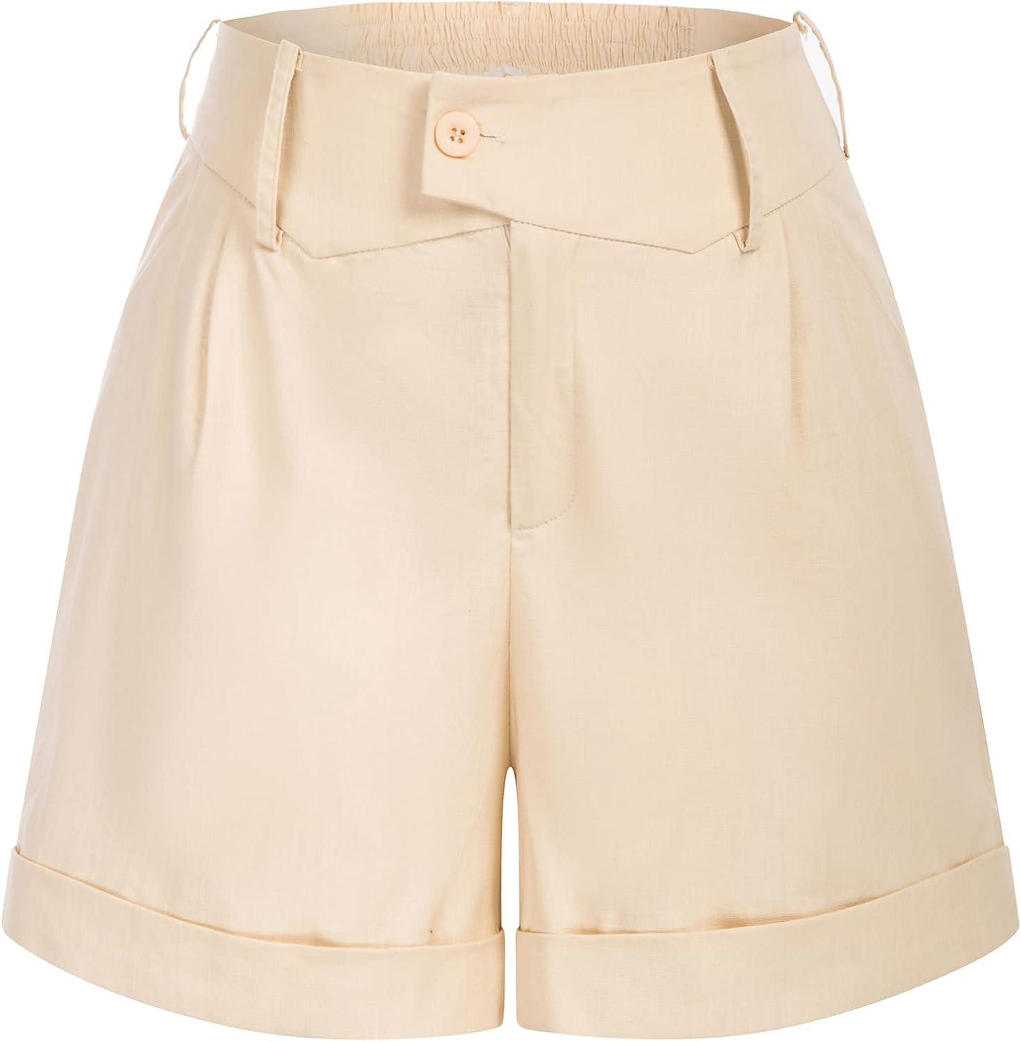 Belle Poque Women Summer Linen Shorts Elastic High Waisted Shorts with Pockets | Amazon (US)