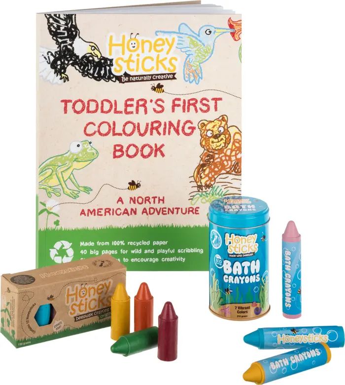 The Busy Bee Coloring Book & Beeswax Crayon Set | Nordstrom