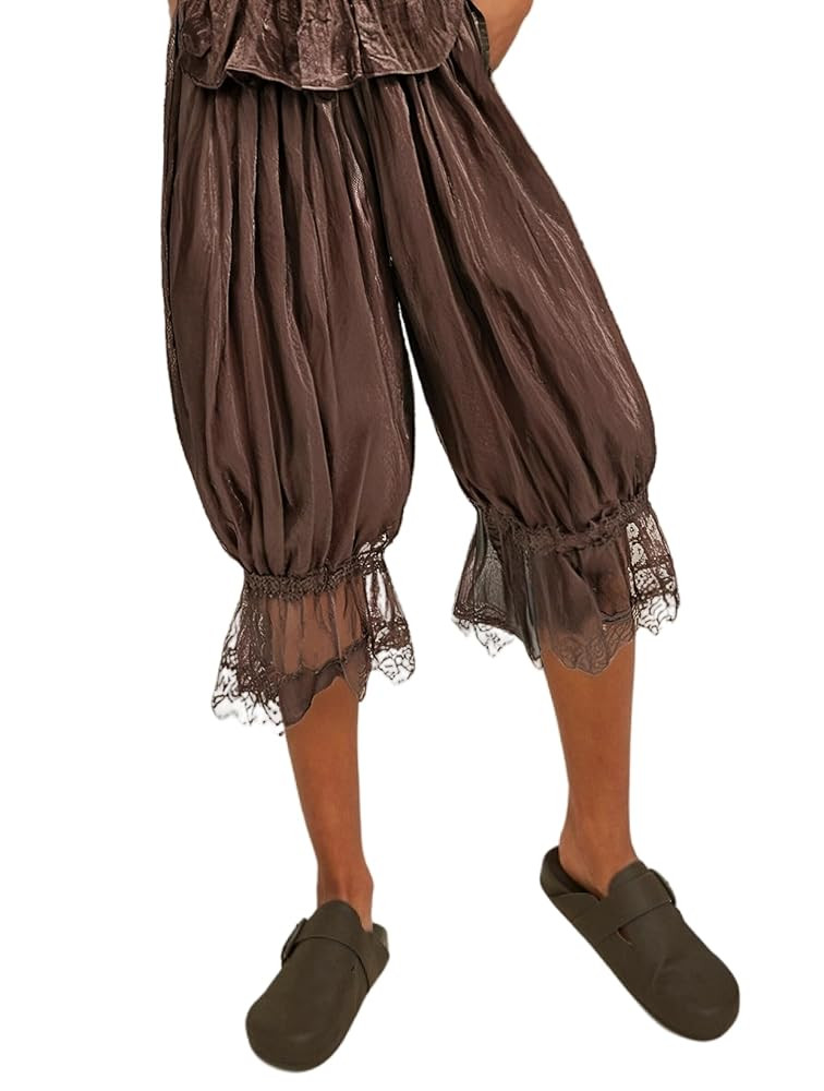 Lange Damenhose mit Spitze, elastische Taille, Y2K, Rüschen, Pettipants, Slip, niedlich, Pumpkin | Amazon (DE)