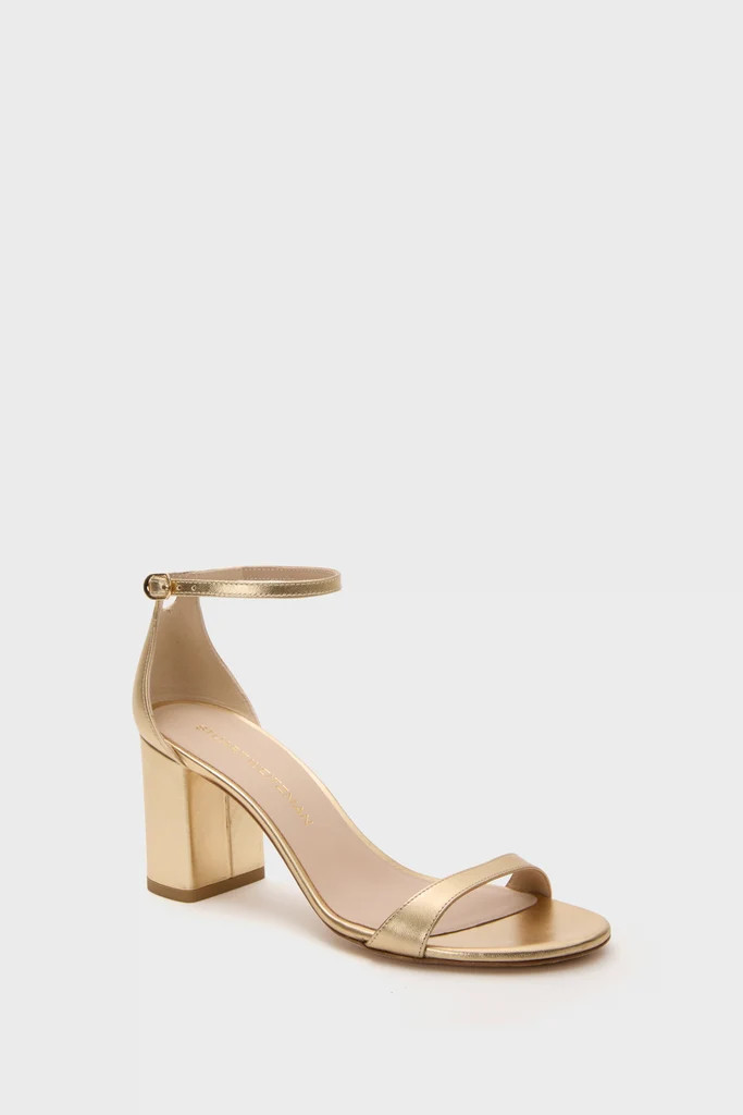 Golden Liquid Metallic Nudist 75 Block Heels | Tuckernuck (US)