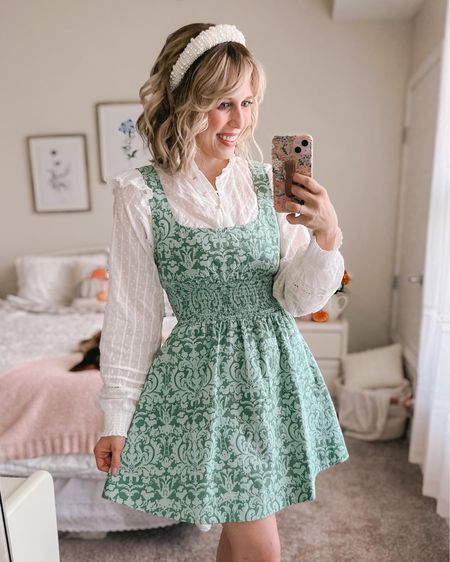 Fall outfit, fall ootd, girly fall outfit, nap dress, nap dress outfit, grandmillennial outfit 

#LTKSeasonal #LTKshoecrush #LTKworkwear