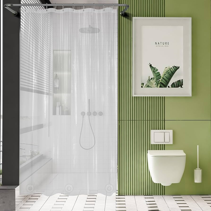 AmazerBath Long Stall Shower Curtain 60x84 Inches, Premium PEVA Heavy Duty Clear Shower Curtain, ... | Amazon (US)