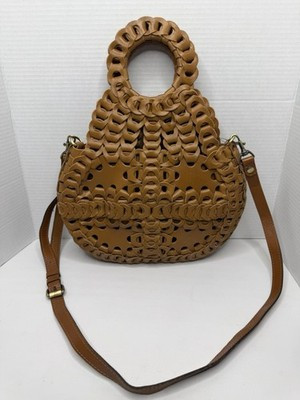 Patricia Nash Brown Woven Leather Chain Link Pisticci Crossbody Handbag Bag P64 | eBay US