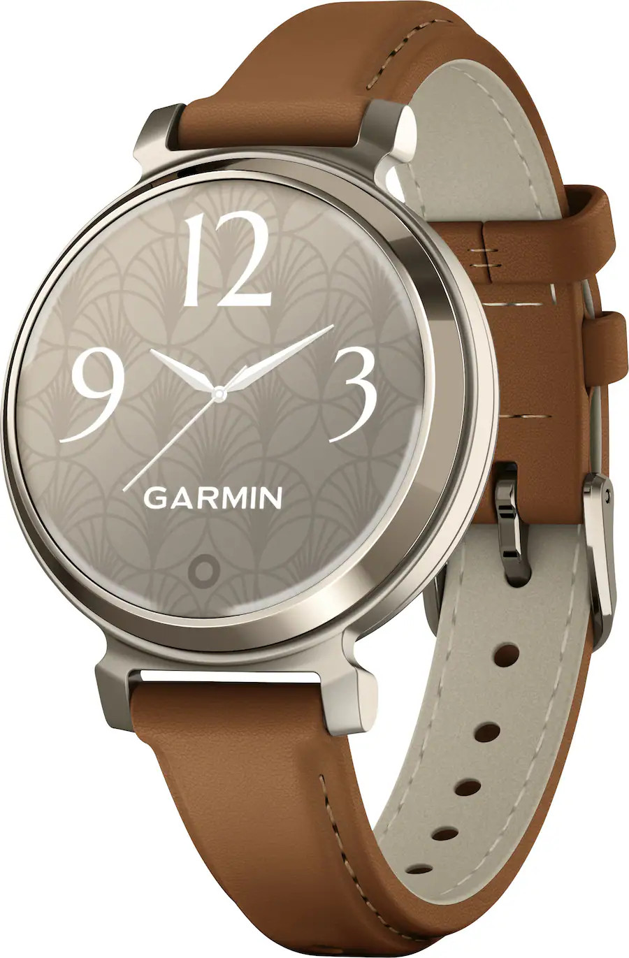 Garmin - Lily 2 Classic Smartwatch 34 mm Anodized Aluminum - Cream Gold with Tan Leather Band - (... | Best Buy U.S.