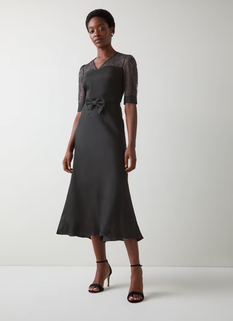 Madalena Lace Black  Belted Dress | L.K. Bennett (UK)