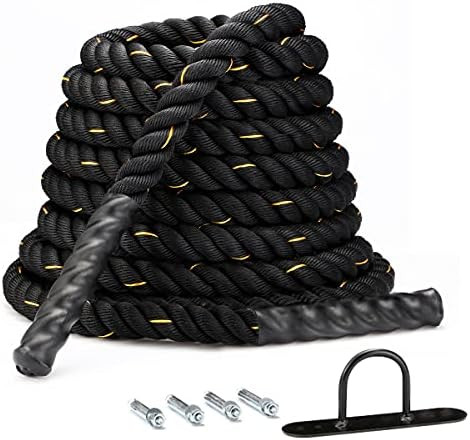 KINSOHOME Battle Rope 1.5 Inch Heavy Battle Exercise Training Rope 30ft Length 100% Dacron Fitness R | Amazon (US)
