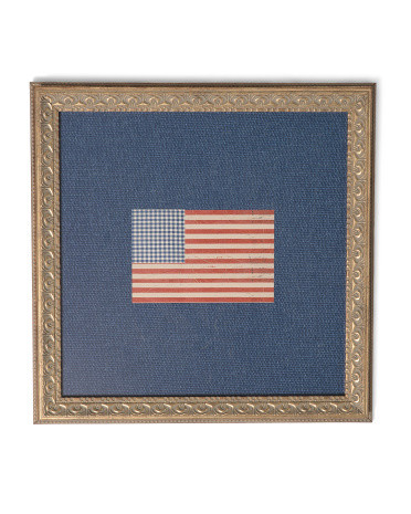 Made In Usa 16x16 Gingham Flag Wall Art In Francy Brass Frame | TJ Maxx