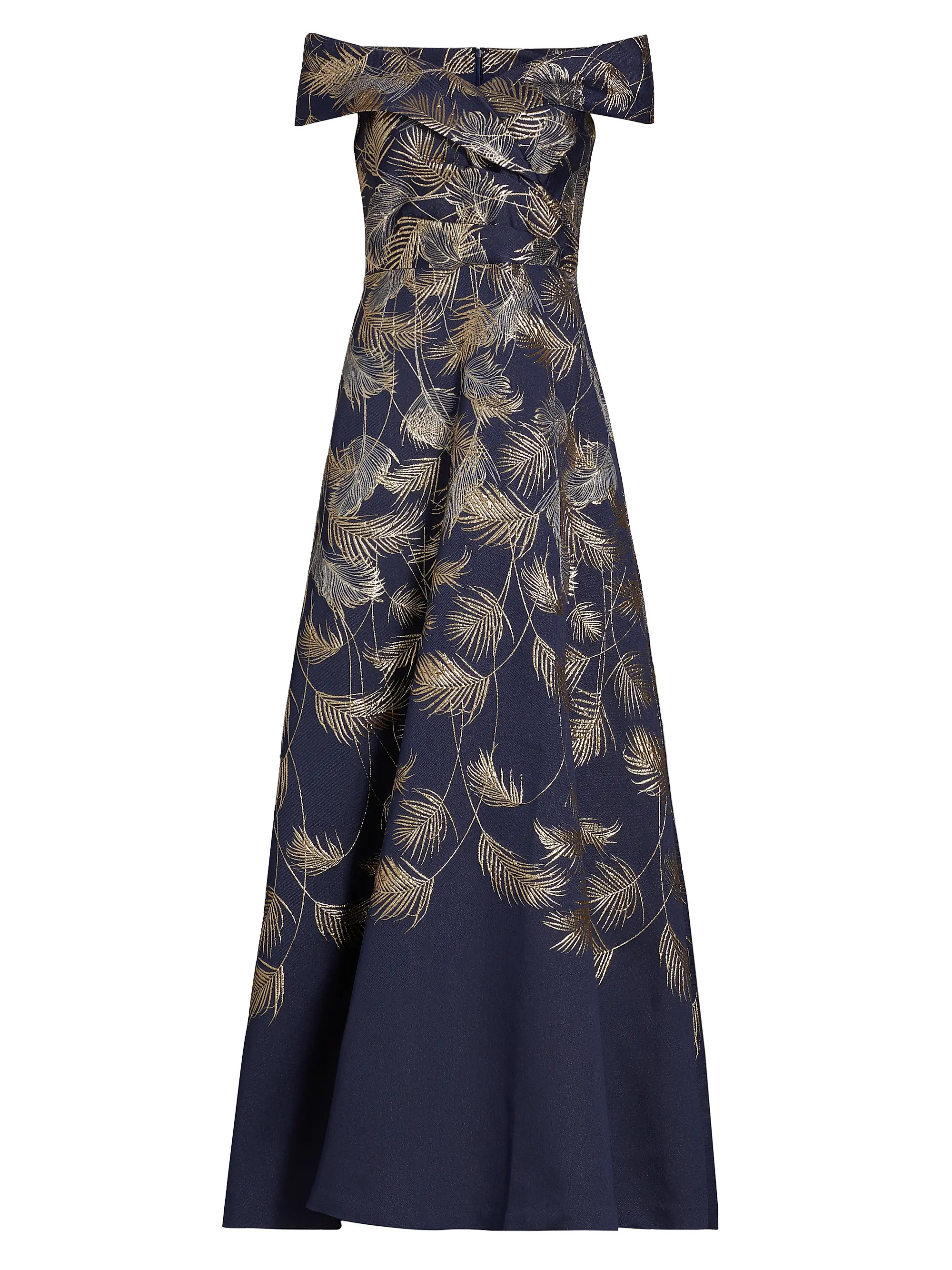 Teri Jon by Rickie Freeman Jacquard Off-The-Shoulder Gown | Saks Fifth Avenue | Saks Fifth Avenue