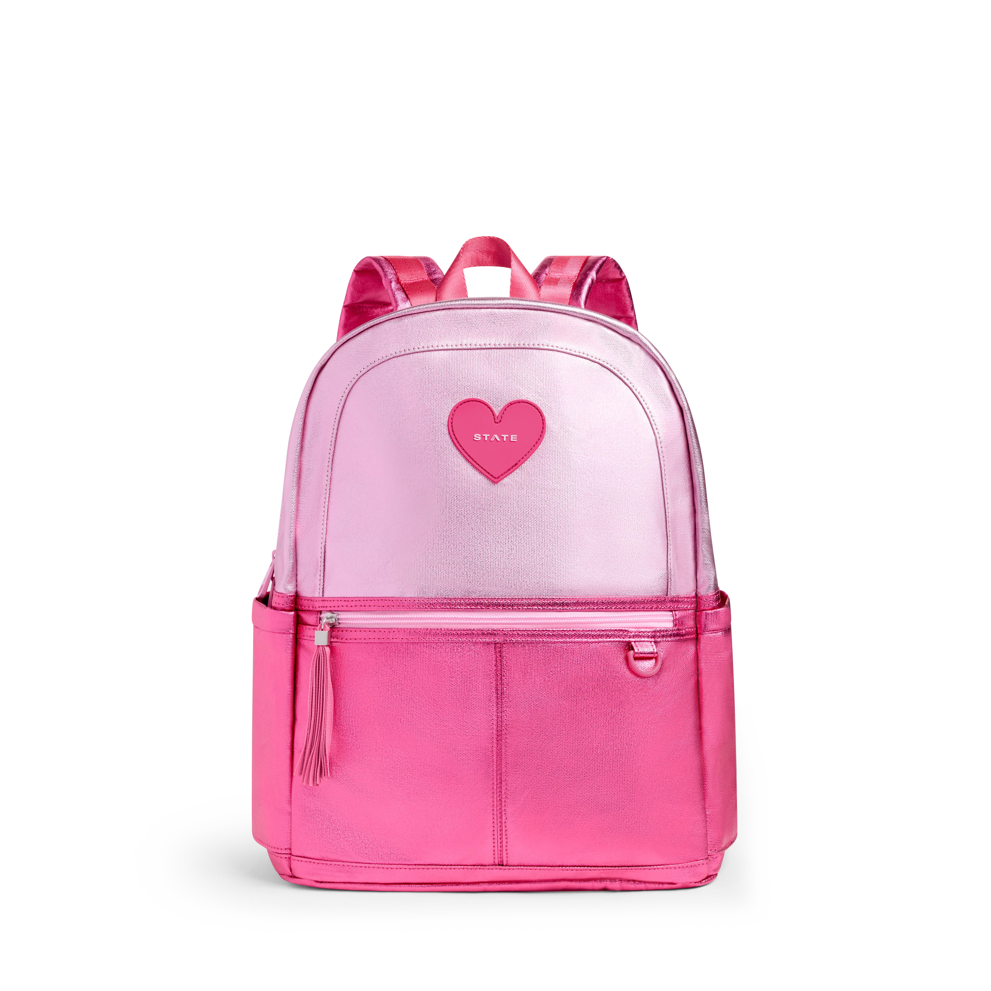 Kane Double Pocket Backpack - Pink/Hot Pink Colorblock | STATE Bags