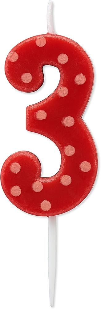 Papyrus Number 3 Birthday Candle, Red Polka Dots (1-Count) | Amazon (US)