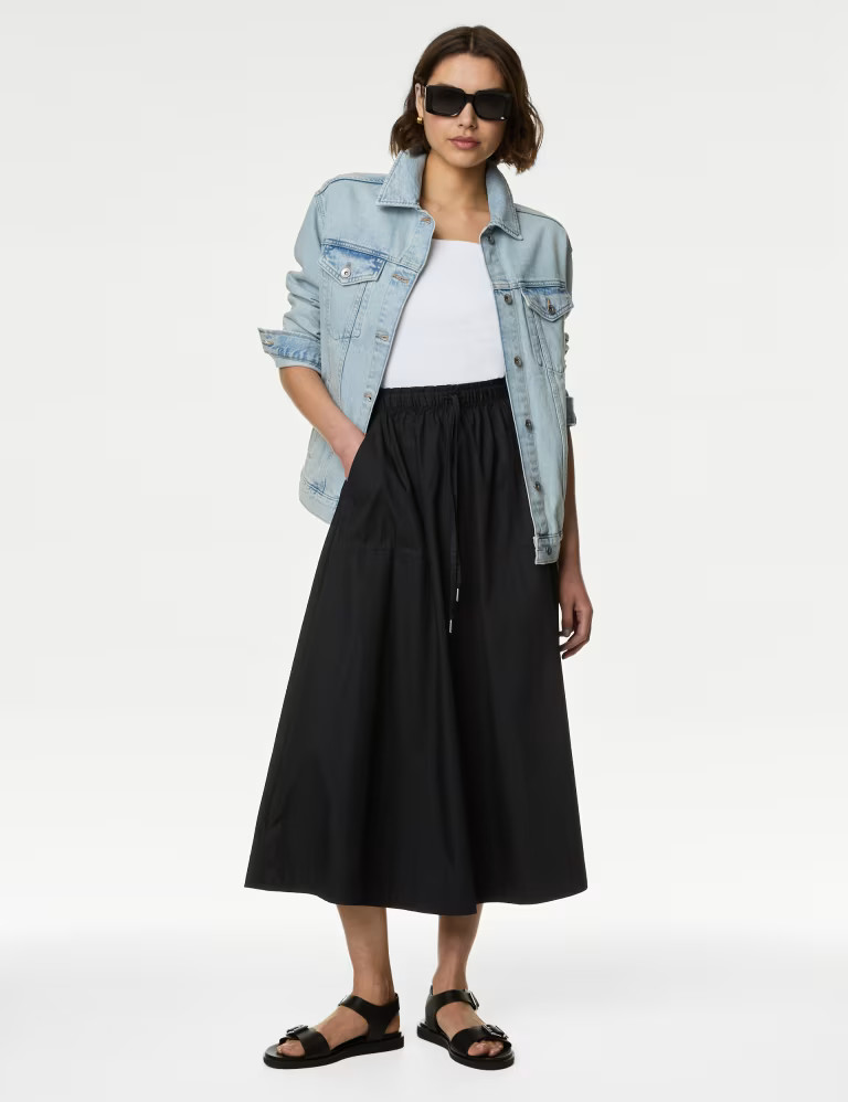 Pure Cotton Midi Utility Circle Skirt | Marks & Spencer (UK)