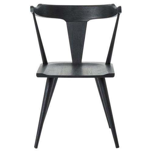 Open Box Tenly Mid Century Modern Black Oak Barrel Back Dining Chair | Kathy Kuo Home