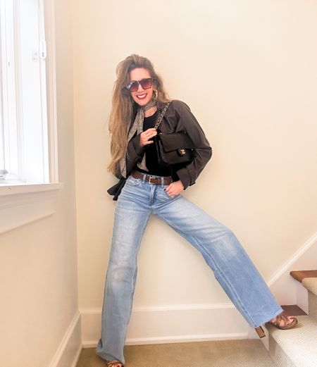 If you’re looking for the perfect wide leg jeans, these are it! Super affordable and TTS. Under $100, at about $60. Also this cropped faux leather jacket is the perfect spring layer and topper for a casual outfit !

#LTKSeasonal #LTKFindsUnder50 #LTKWorkwear