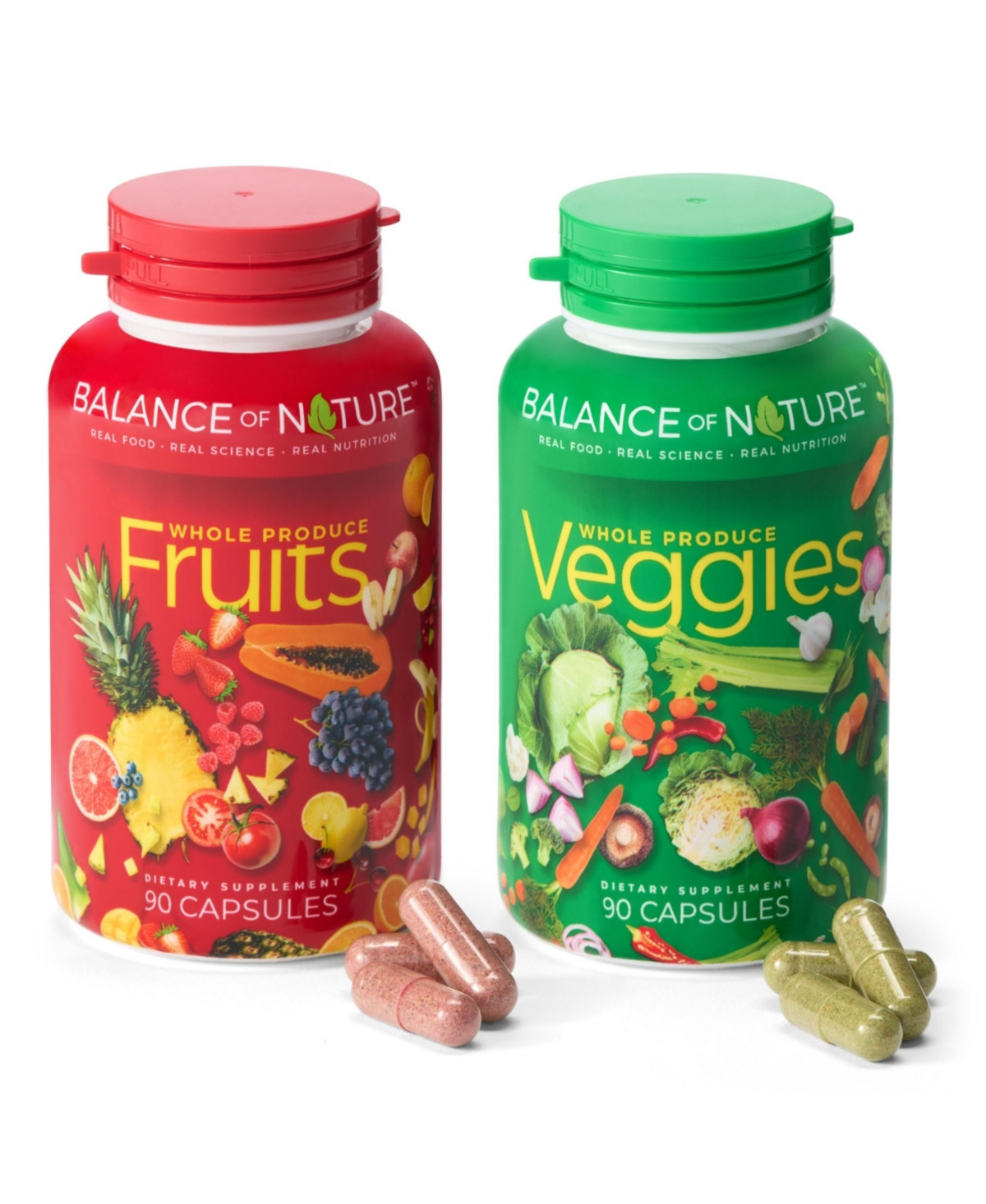 Balance of Nature Fruits & and Veggies Supplements - Whole Fruit and Vegetable Ingredients for Women, Men, and Kids - 90 Fruit Capsules, 90 Veggie Cap | Macy's