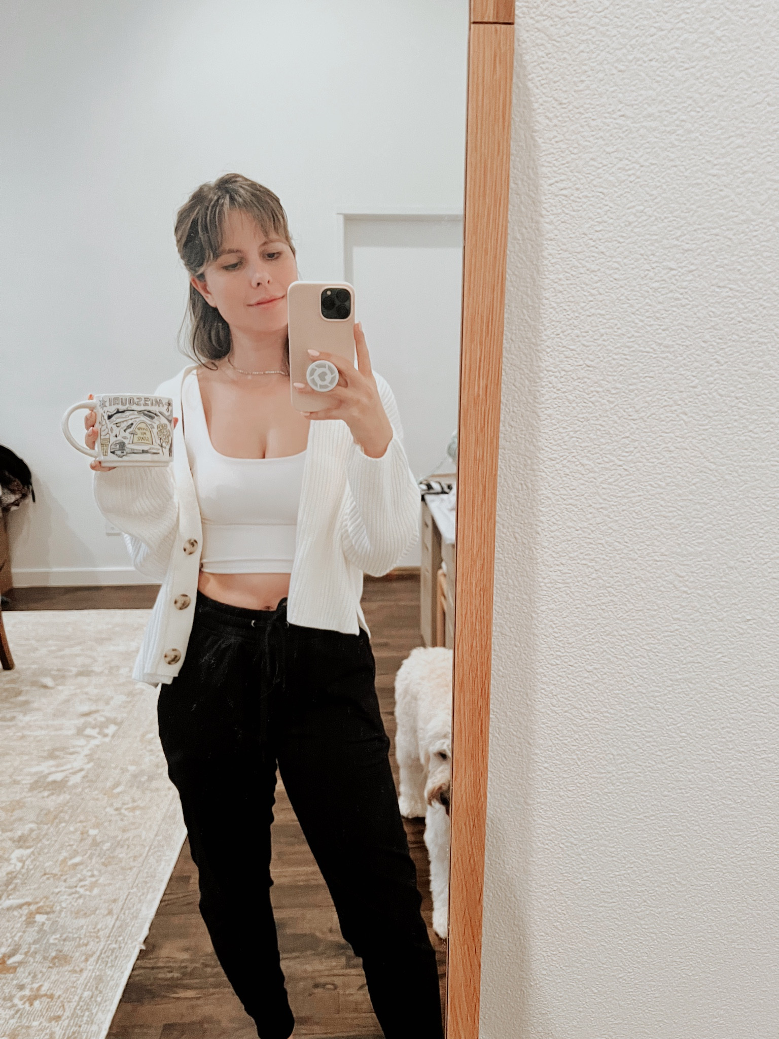 Weekend outfit, loungewear, black joggers, white tank, cropped tank, express top, Abercrombie cardigan, white cardigan 

#LTKunder100 #LTKunder50 #LTKfit