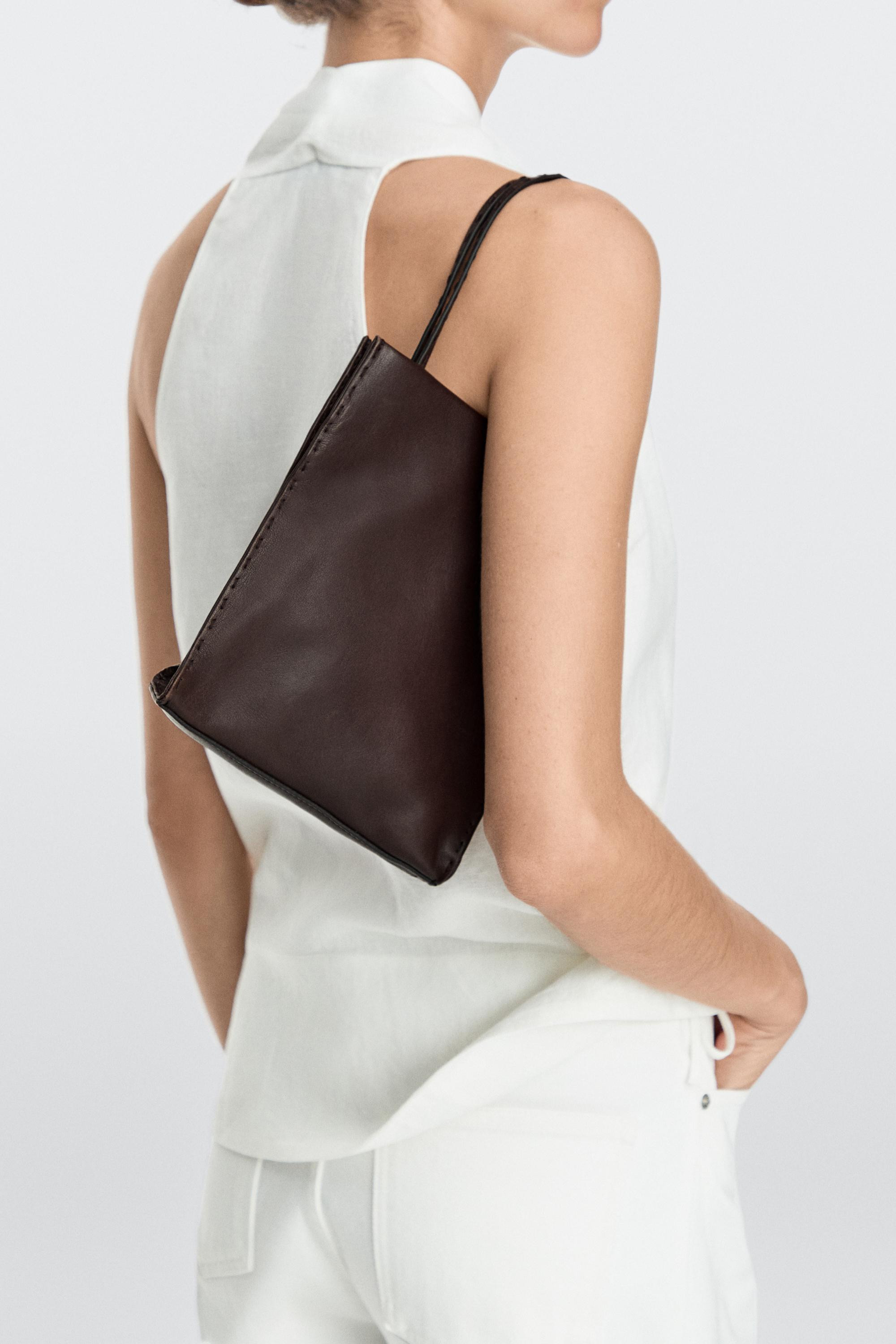 Nappa leather double compartment bag | Massimo Dutti UK
