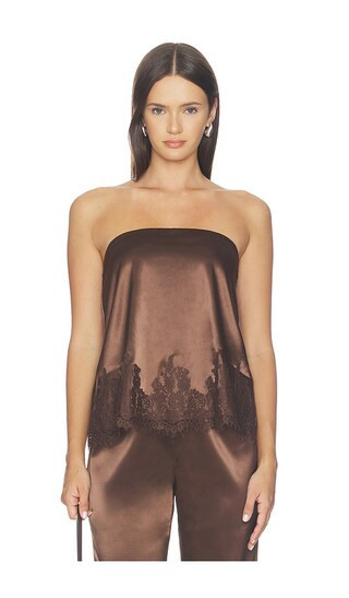 MORE TO COME Zoella Strapless Top in Brown. - size XXS | Revolve Clothing (Global)