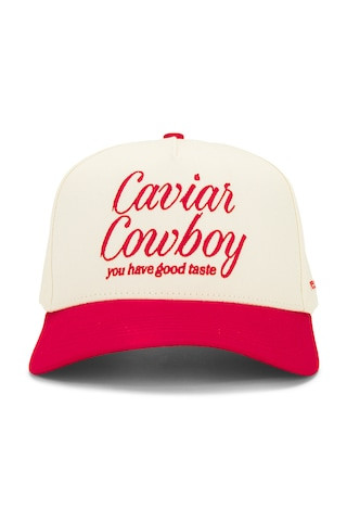 Eleven Eleven Caviar Cowboy Cap in Beige & Red from Revolve.com | Revolve Clothing (Global)