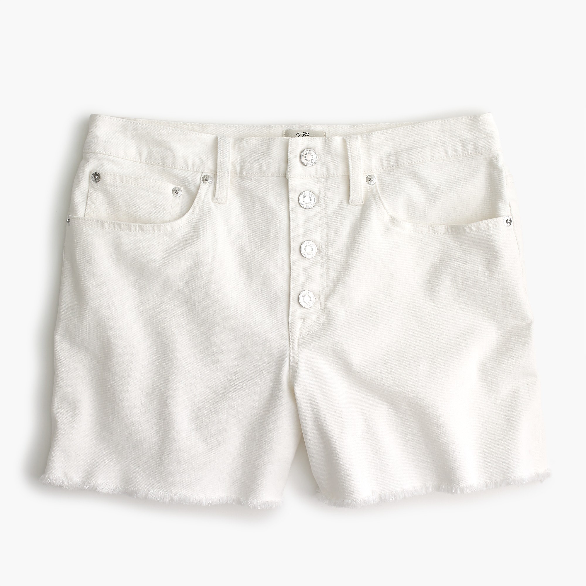 High-rise denim short in white with button fly | J. Crew US