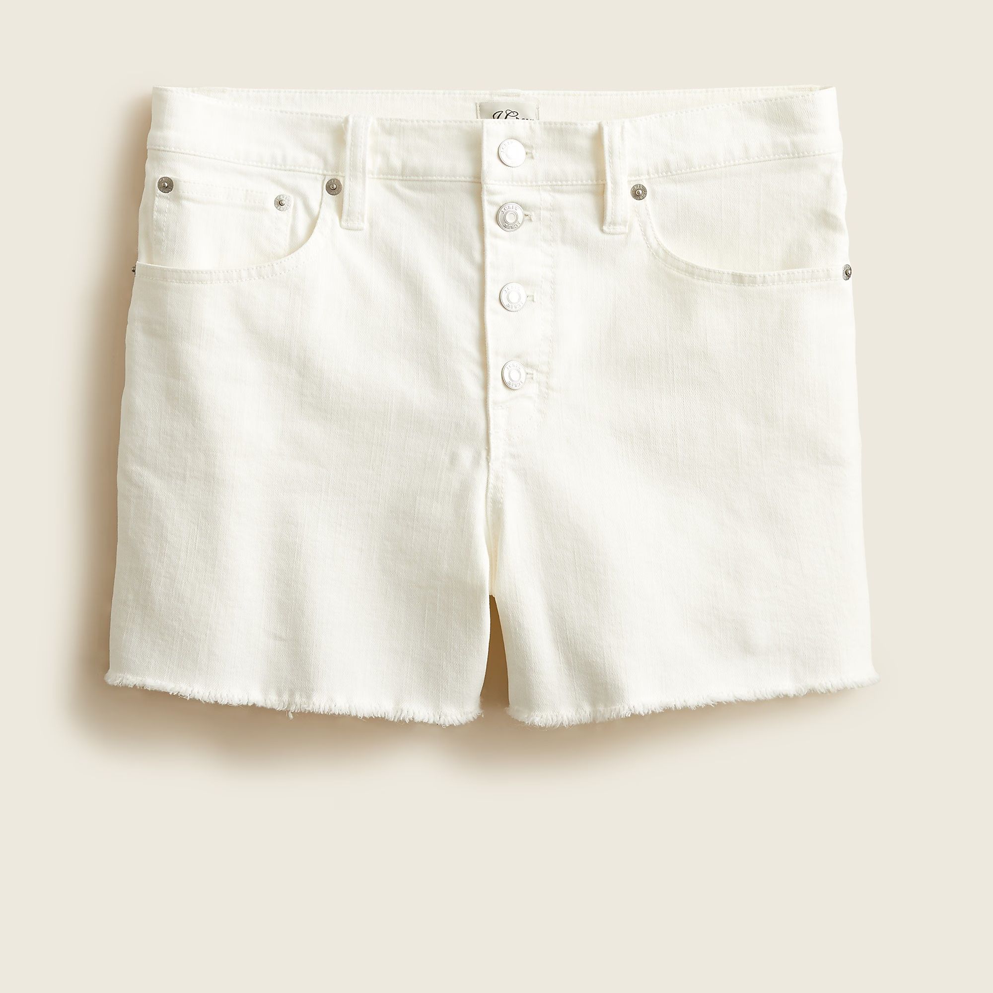 High-rise denim short in white with button fly | J.Crew US
