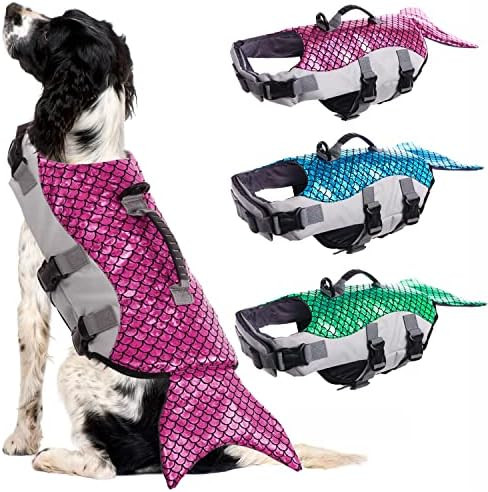 Dog Life Jacket for Small Medium Large Dogs, Mermaid Dog Lifejacets Dog Life Vests for Swimming B... | Amazon (US)