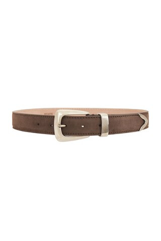 KHAITE Benny Suede Belt in Brown | FWRD 