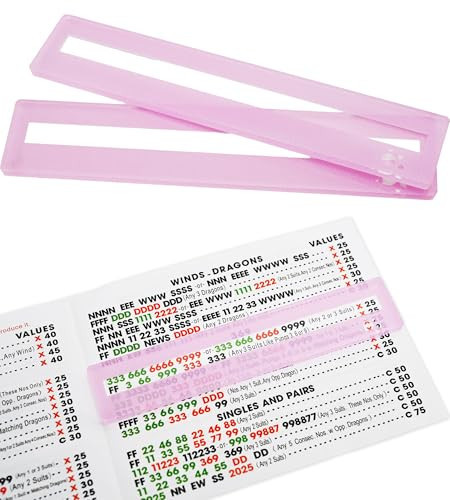 QANIUOS Mahjong Line Finder, 2 Pack Mahjong Rules Reader, Acrylic Card Rules Helper for Mahjong Players Accessories and Gifts(Pink*2) | Amazon (US)
