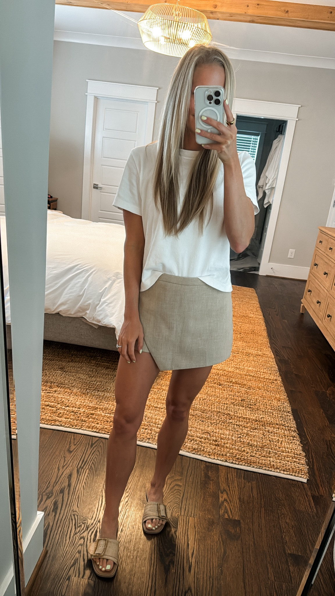 Wearing size 2 skort in heather oat beige and S top