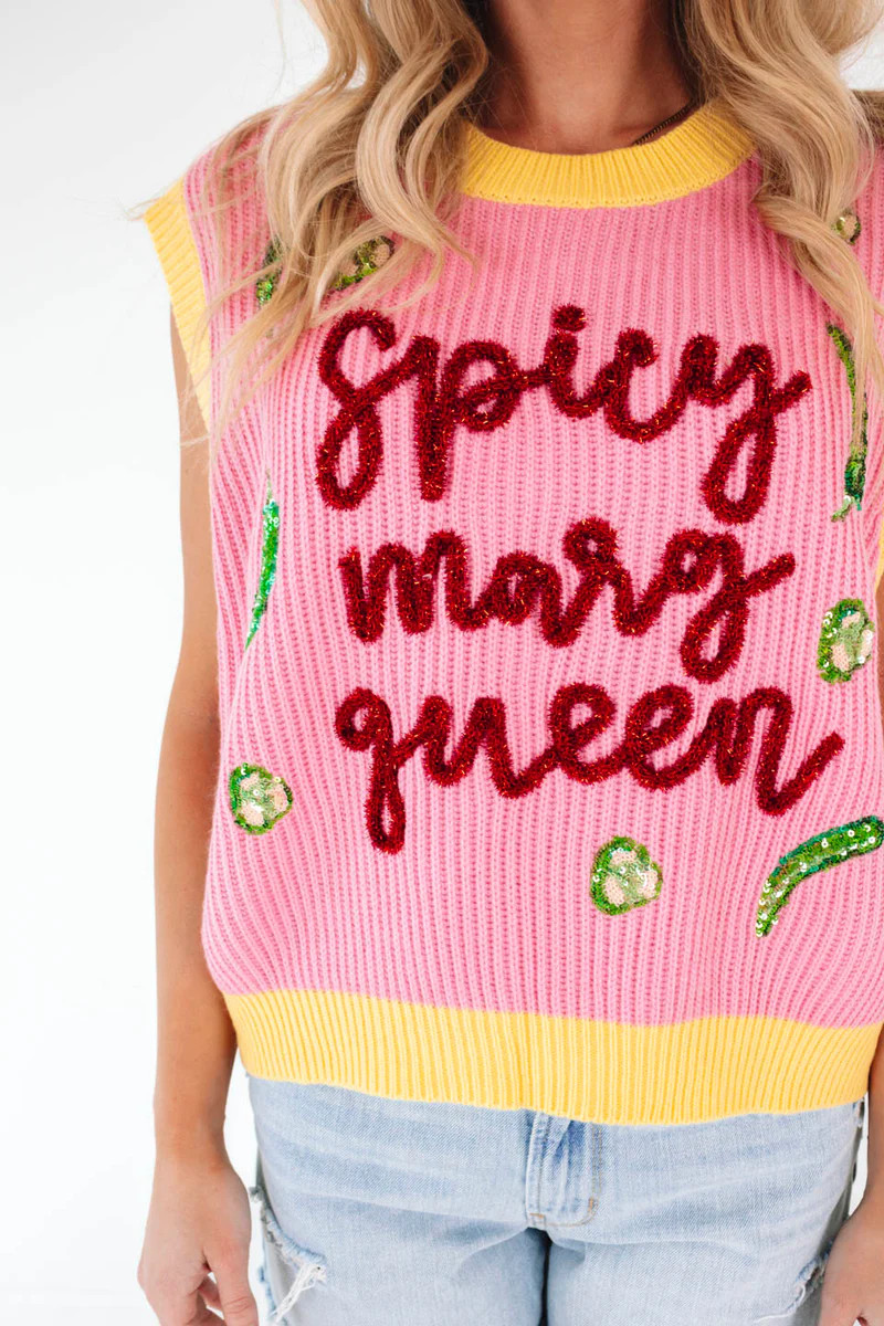 Queen of Sparkles Spicy Marg Queen Vest - Pink | The Impeccable Pig