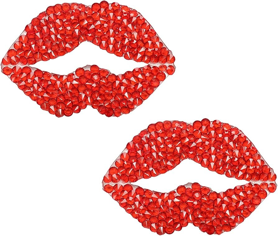 HungMieh 2PCS Car Decals for Women, Bling Rhinestone Red Lip Stickers and Decals with Self-Adhesi... | Amazon (US)