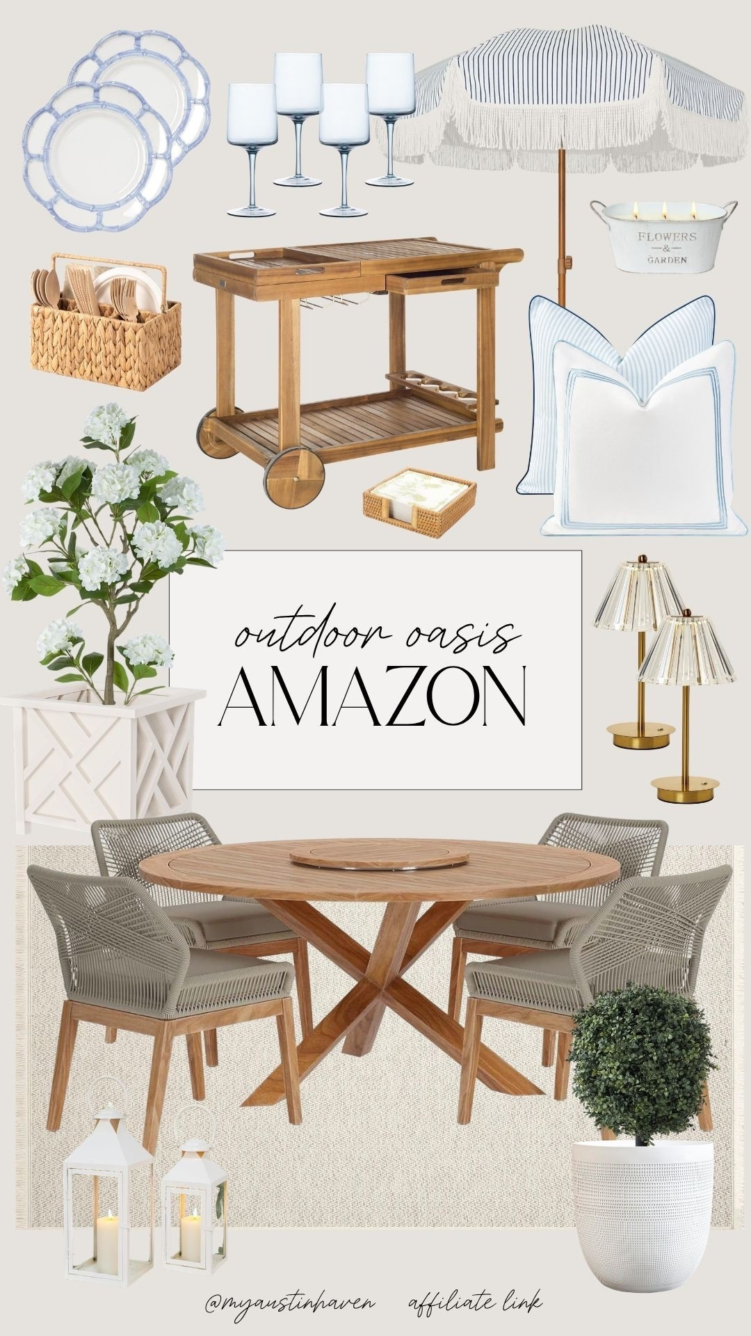 Create the dreamiest outdoor setup with these Amazon finds. Timeless, neutral pieces that make hosting feel effortless.  🌿

Outdoor patio decor, backyard entertaining, outdoor dining set, neutral patio furniture, amazon outdoor finds, classic outdoor style, wicker accents, outdoor hosting essentials, patio refresh ideas, coastal outdoor decor, striped umbrella, outdoor bar cart, lantern decor, garden party aesthetic, timeless patio style, summer hosting, elegant outdoor living, neutral home aesthetic, outdoor oasis ideas 

 

#LTKHome #LTKSeasonal #LTKdayinmylife