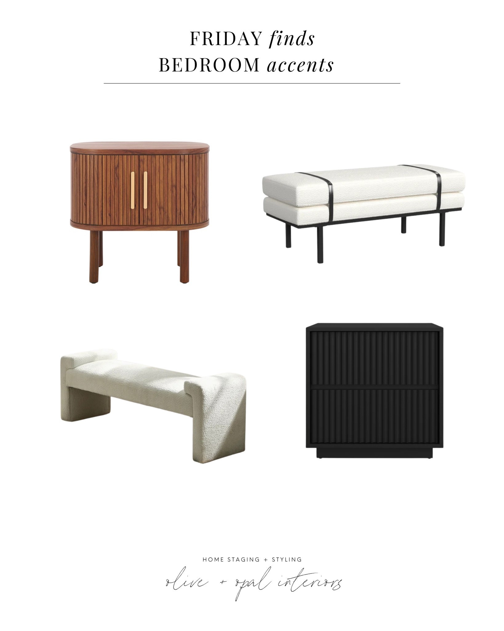 Budget-friendly & bouclé? Say less. 🤍 We found these fluted nightstands and bouclé benches for a steal, and they’re the perfect modern accents to elevate your bedroom without breaking the bank.

Whether you’re styling a primary bedroom, guest suite, or apartment refresh, these pieces bring that textured, designer look for way less. We love pairing neutral boucle fabric with woodgrain details for that cozy-yet-elevated feel.

🛏️ Shop it all on LTK now—links in bio or our profile!

#flutedfurniture #bouclebench #bedroomfurniture #nightstandstyling #budgethomedecor #modernbedroomdecor #neutralbedroom #bedroominspo #bouclestyle #liketoknowit #LTKhome #LTKsale #bedroomaccentfurniture #neutralhome #affordabledecor #homedecorfinds #interiortrends #bedroommakeover #furnitureunder300 #bouclenightstand #smallbedroomideas #apartmentdecor