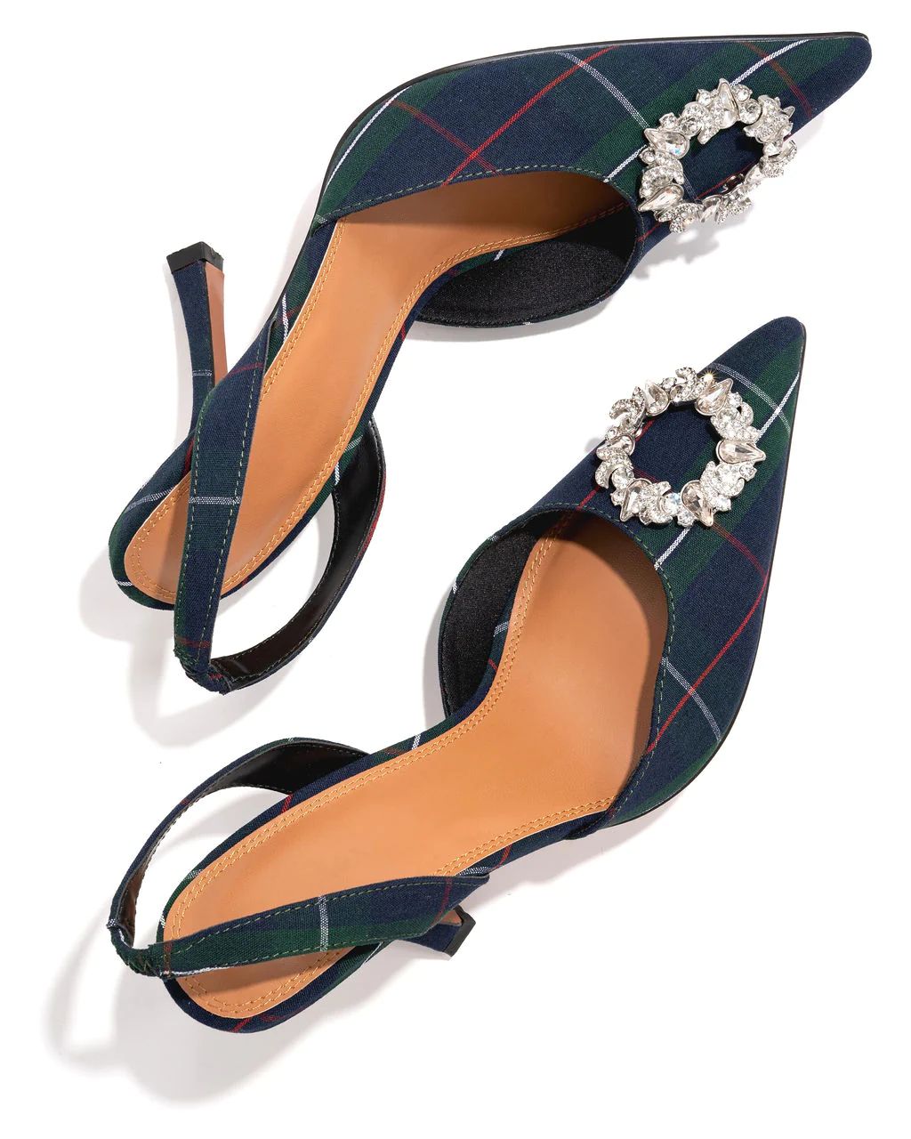 Noella Plaid Embellished Slingback Heel | VICI Collection