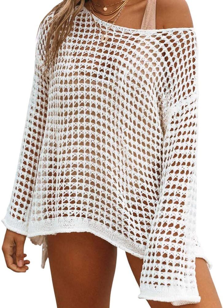 Bsubseach Crochet Cover Ups for Women Sexy Hollow Out Swim Cover Up Knit Summer Outfits | Amazon (US)