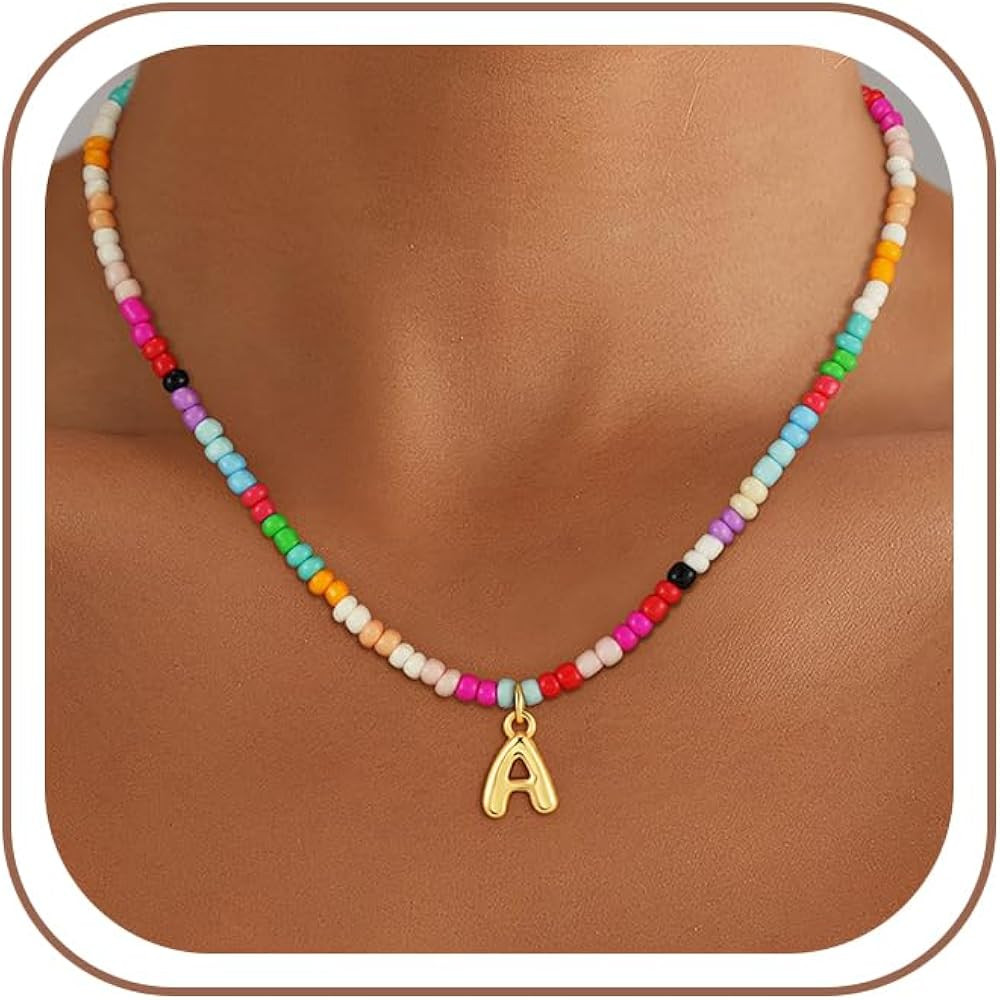 Easter Gifts for Kids Teens Girls Women - Bubble Colorful Initial Necklaces for Teen Girl Gifts T... | Amazon (US)