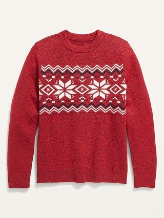 Gender-Neutral Fair Isle Crew-Neck Sweater for Kids | Old Navy (US)