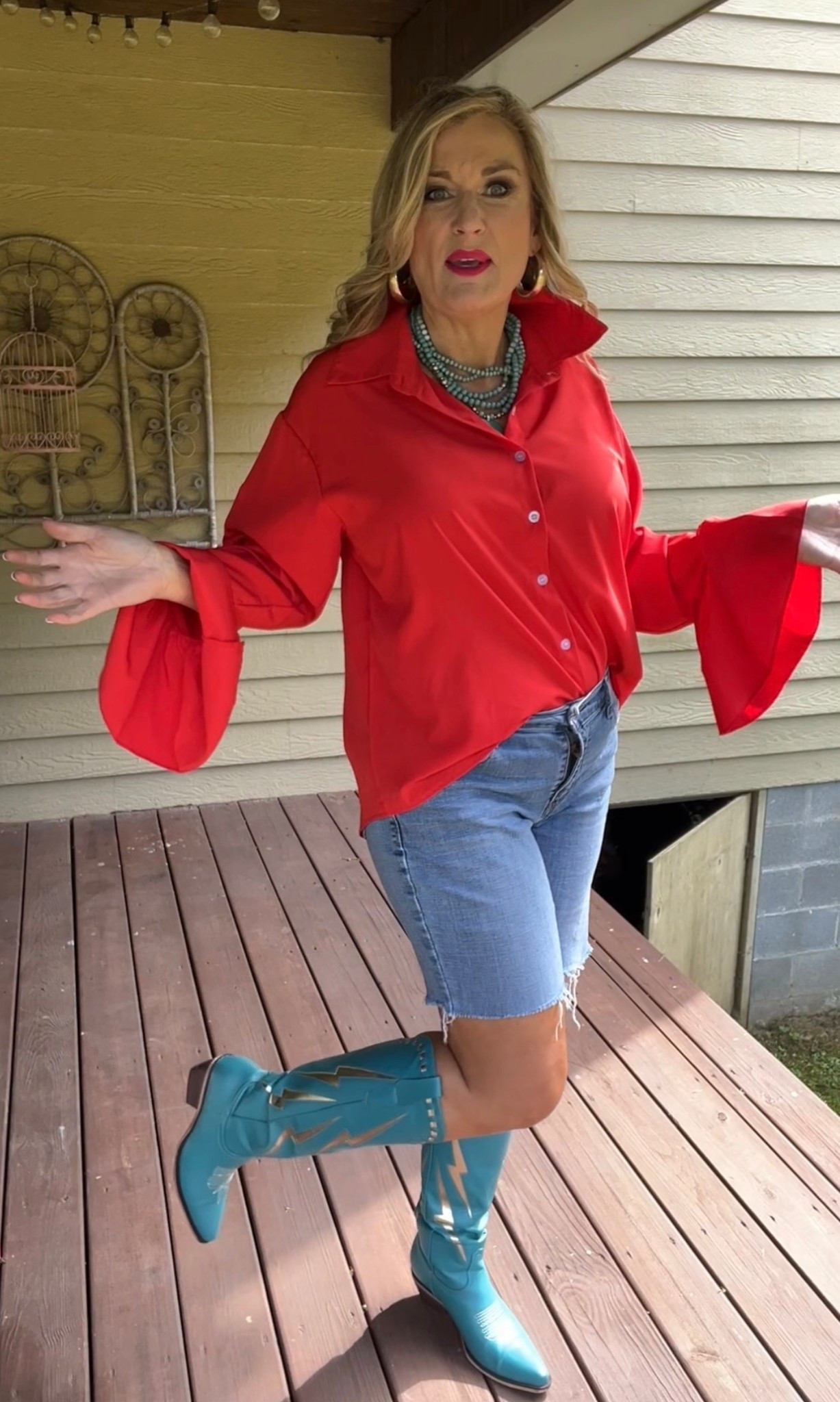 Turquoise cowboy boots. Cowgirl boots 

#LTKStyleTip #LTKOver40 #LTKShoeCrush